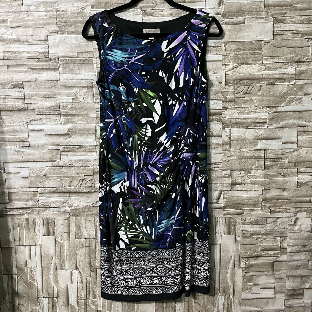 Christopher & Banks Dress Womens Sz 6Petite Multicolor Leaf Sleeveless A-Line